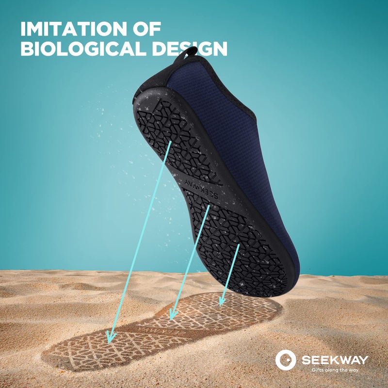 SEEKWAY Water Shoes Quick-Dry Aqua Socks Barefoot Slip-on for Beach Pool Swim River Yoga Lake Surf Women Men Blue SK001 - Image 2